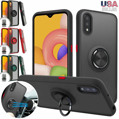 For Verizon Samsung Galaxy A01 Shockproof Armor Hybrid Ring Stand Cover Case