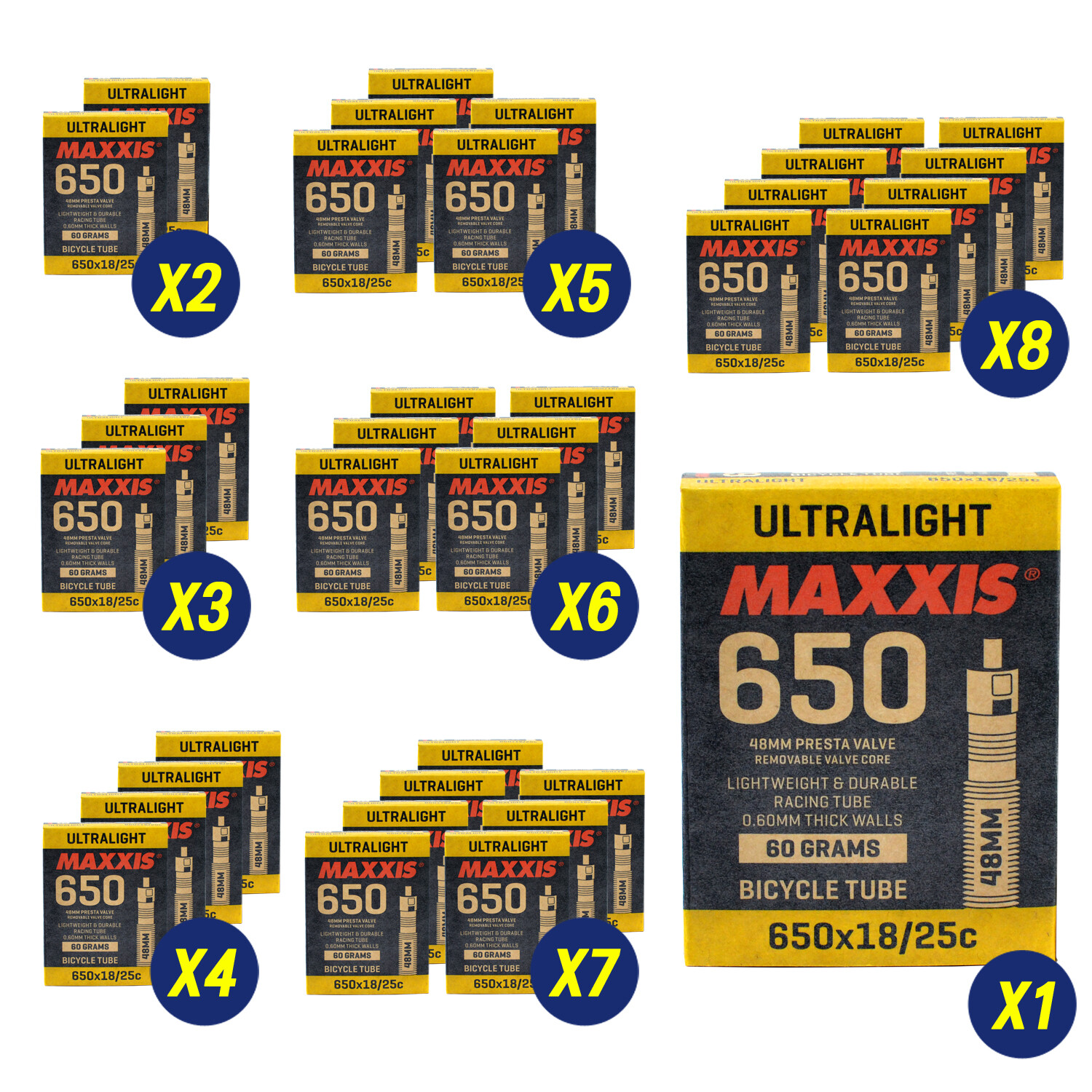 MAXXIS ULTRALIGHT 650x18-25C 48mm Bike Inner Tube Presta FV
