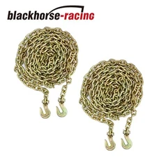 2 Pack 3/8"X20' G70 Tow Chain Tie Down Binder Chain Flatbed Truck Trailer Safety