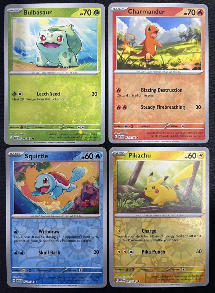 S&V 151 COSTCO Cosmos Promo 4 Card Lot - Bulbasaur Charmander Pikachu Squirtle