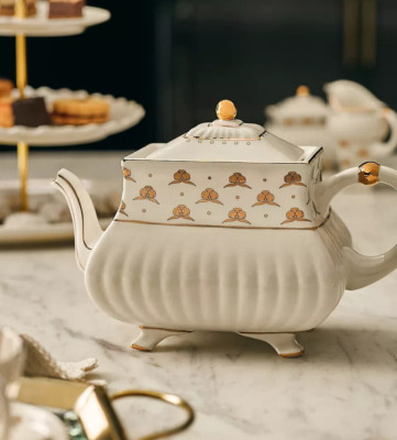 The Met x Anthropologie Stoneware Teapot Gilded Gold Accents Museum NYC Art NEW