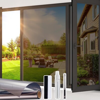 Beautysaid Einweg Fensterfolie Sichtschutz, Wärmereflektierende Spiegelfolie mit UV Sonne