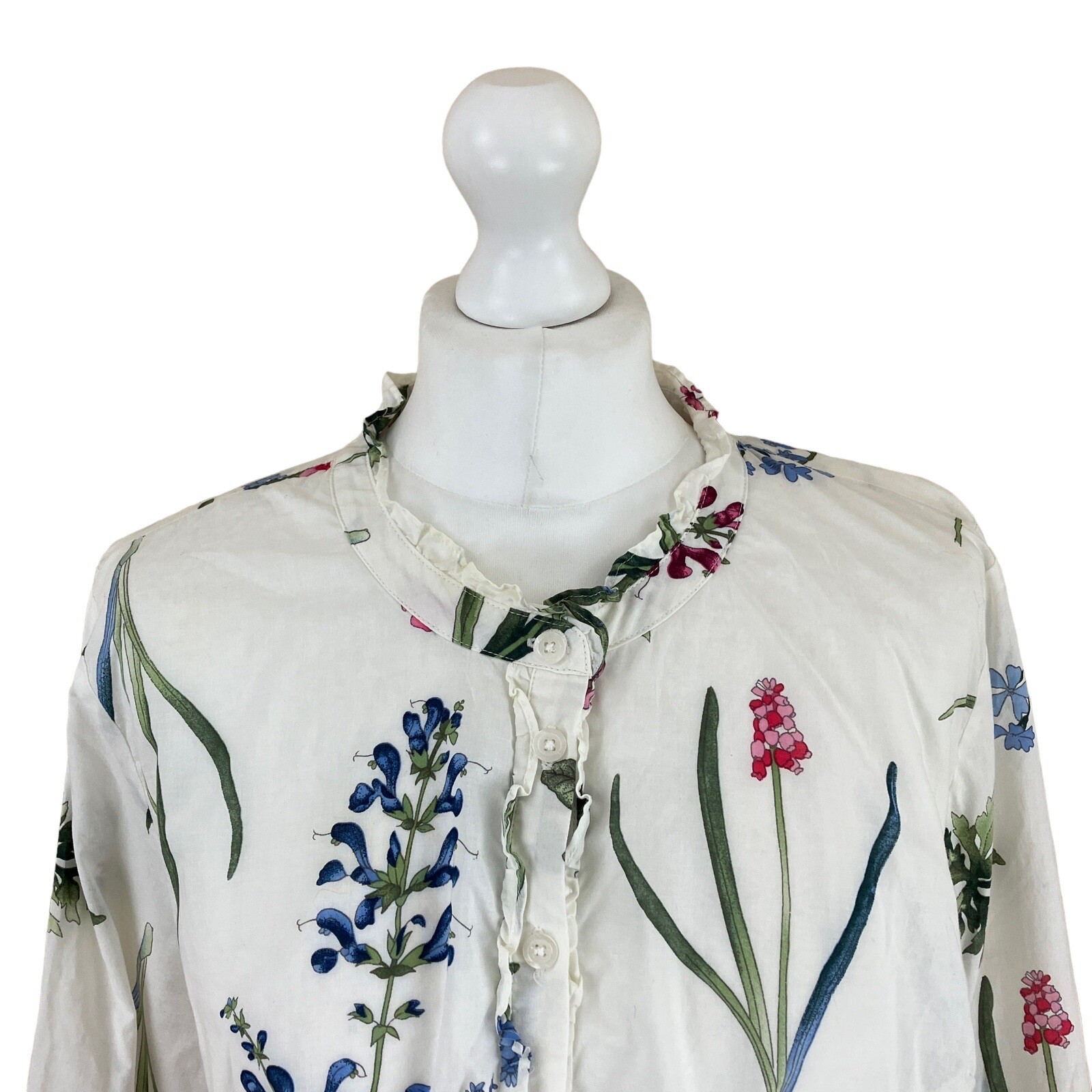 Joules Floral Blouse White Pie Crust Collar Womens Uk Size 16 eBay