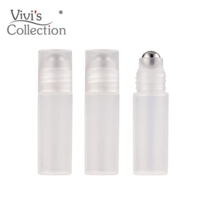 VIVI'S COLLECTION Roller Bottle Ball Roll 3ml On Mini Metal Plastic Perfume Essential Oil Frosted