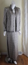 St.john Evening Amazing 10 Long Dress Jacket Paillettes Gray Floral Art