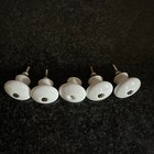 6pc Vintage White Porcelain Cabinet Knobs Drawer Pull 1.25" Mushroom Screw Vtg * — photo 1