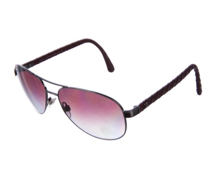 Purple Chanel Logo Aviator Sunglasses​ Explore a Chanel Purple Metal Aviator 4194- Q Sunglasses  main image 4