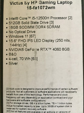 New Sealed HP Victus RTX 4060 15.6" 144Hz 15-fa1072wm Laptop i5-12500H 16/512