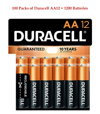 1200pcs (AA12 x 100) Duracell Coppertop AA Alkaline Battery 1.5V Fresh Exp: 2030