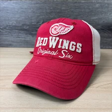 Detroit Red Wings Hat Cap Strap Back Red NHL CCM Pro OK'd Old Time Hockey