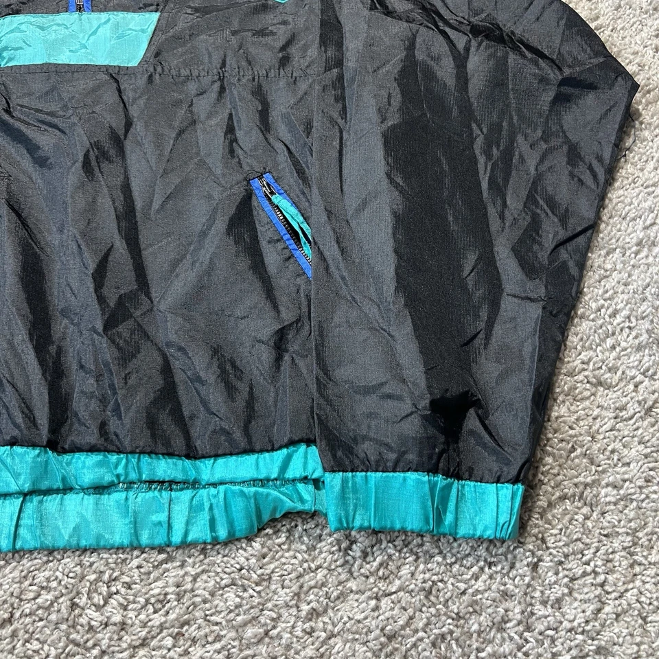 Vintage Wilson Windbreaker Jacket Medium 80s 90s Colorblocked Teal Half Zip - Image 2 of 4
