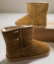Minnetonka Women's Torrey Suede Ankle Boots Size 10M Chestnut Faux Fur Lined NIB