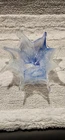 Murano Style Blue Opalescent Blown Glass Handkerchief Trinket Candy Dish Bowl