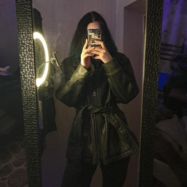 Women Kenneth Cole Jacket Black Leather 40 / L /