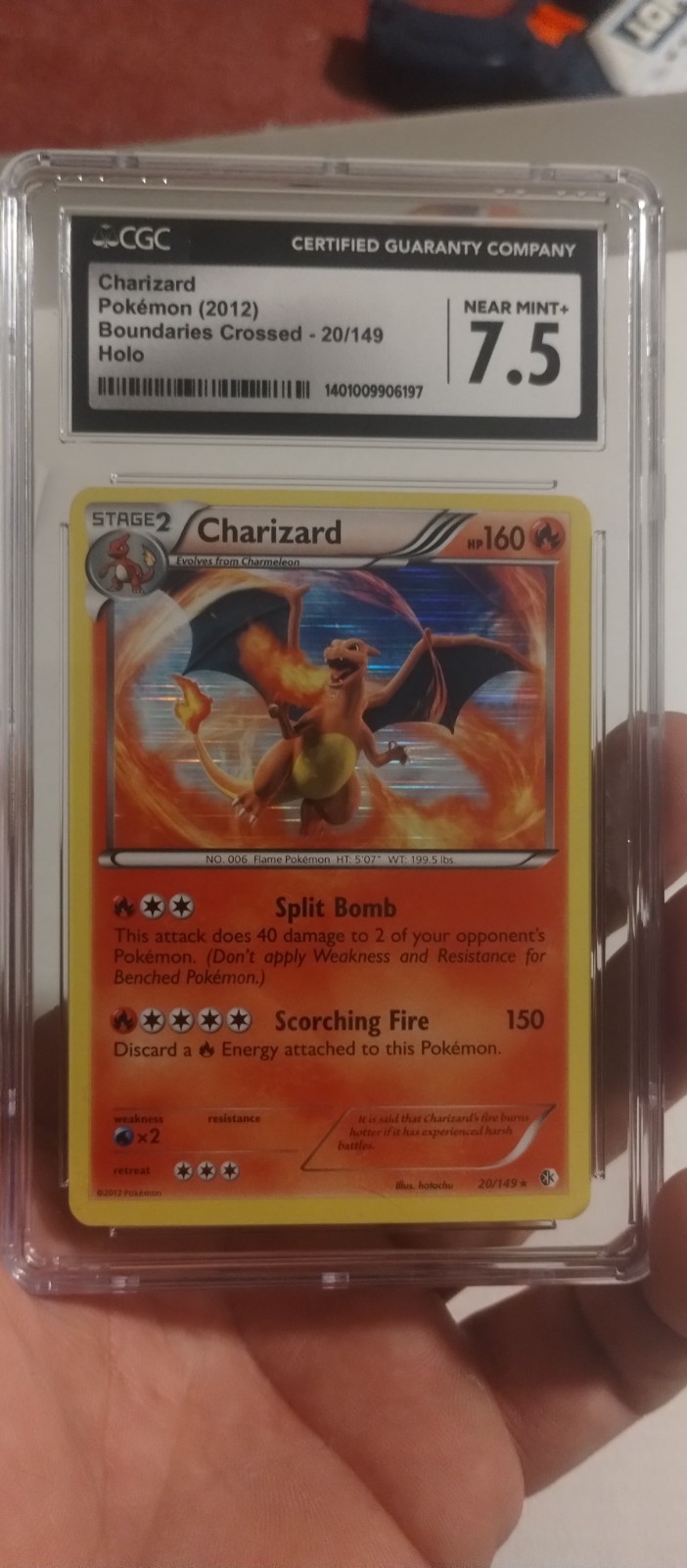 Pokémon TCG 2012 Charizard Holo B & W Boundaries Crossed 20/149 PSA NM-Mint 8