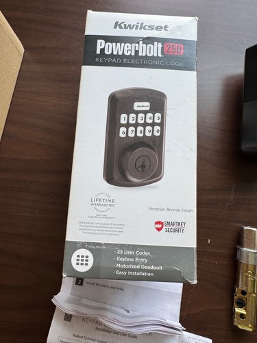 Kwikset Powerbolt 250 Electronic Keypad Lock Venetian Bronze W/ Smartkey ! - Picture 11 of 12