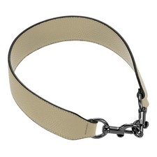 22.83" PU Leather Short Bag Strap with Clasp, Khaki, Metallic Black Buckle