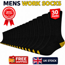 30 Pairs Men's Work Socks Workwear Reinforced Cushion Sole Boot Socks Size 6-11