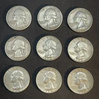 Silver Quarters 9 Pc Coin Lot $2.25 Face Value 1960-1964