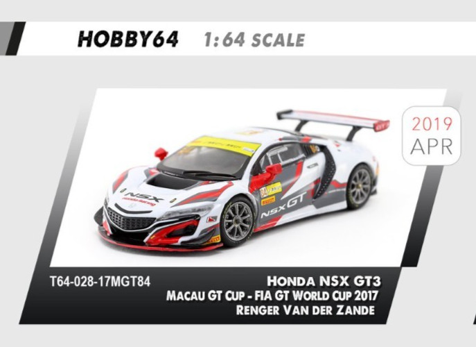 Tarmac Works 1/64 Honda NSX GT3 Macau GT Cup FIA GT World Cup 2017