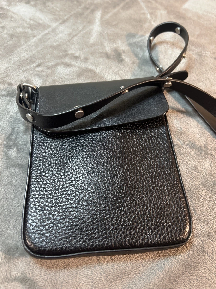 Treasure & Bond Black Leather Bucket Crossbody Bag Zip Top Soft Pebbled Treasure & Bond Leather Exterior Black Bags & Handbags for  main image 4