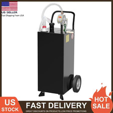 30Gallon Fuel Caddy Tank w/ Wheel Manual Transfer Pump Gasoline Diesel Container