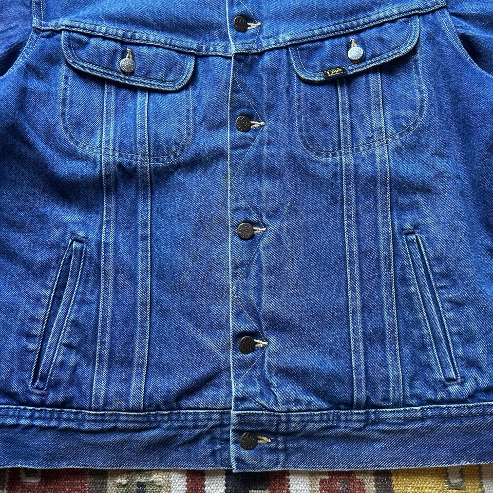 Vintage Lee Storm Rider Blanket Lined Denim Jacket Sz L - Image 3 of 4