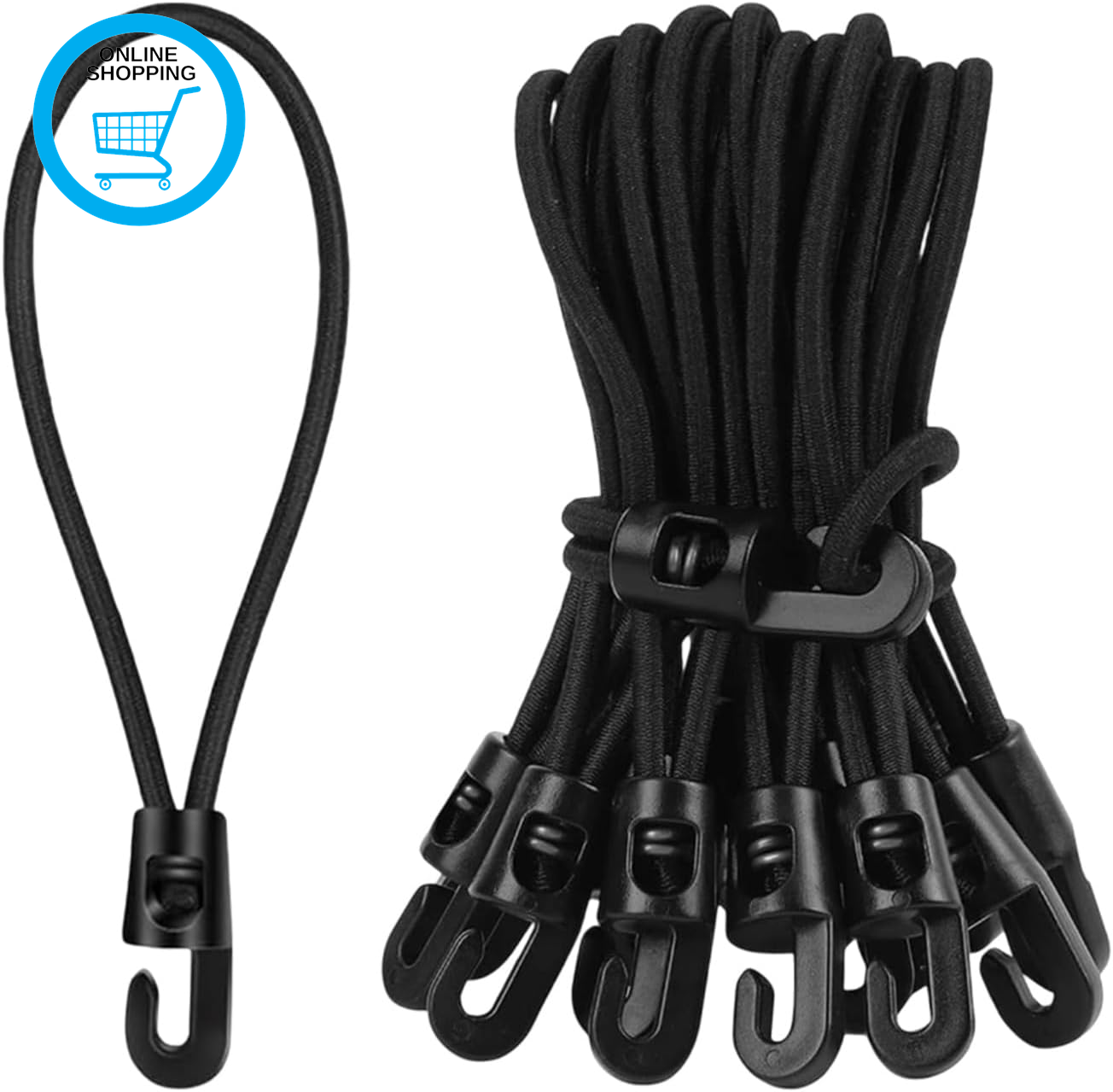 Bungee Cords with Hooks 10Cm – 20 Pack Nylon Tarp Ties – Heavy Duty Tent Bungee