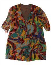VINTAGE Womens Abstract Pattern Shift Dress UK 14 Medium Multicoloured AU13