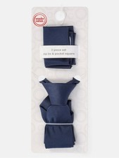Wonder Nation Boys Tie  Pocket Square 2-Piece Set - One Size - Navy Blue