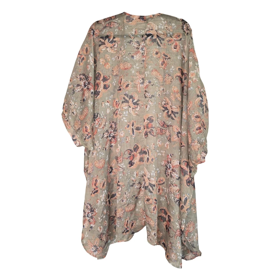 Kimono Davi & Dani para Mujer 1XL Floral Transparente Ligero Boho Cubrir Capas Foto 2 de 4
