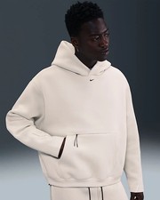 Nike Tech Fleece Oversized Tan Hoodie Light Bone HV6535-072 Men's Sz L Fast Ship