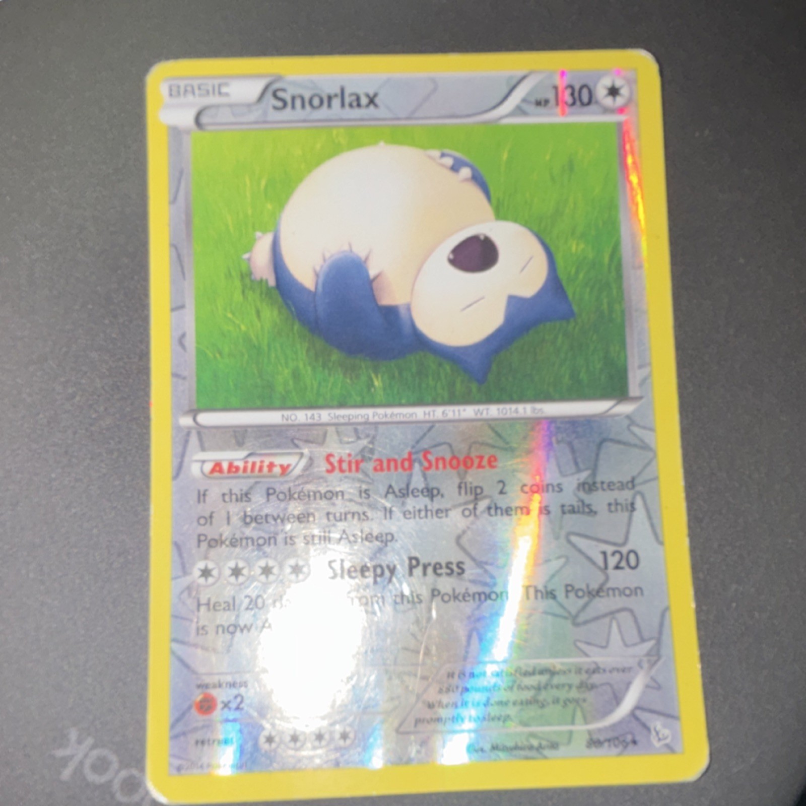 Pokemon Snorlax Rare Basic Reverse Holo Flashfire 80/106 TCG Card