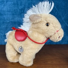 Vintage Eden Horse Waggie Musical WindUp You Are My Sunshine Plush Brown Tan Red