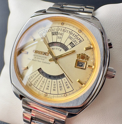 Rare Vintage Orient Automatic Multi-Year Calendar Men s Watch Japan Serviced