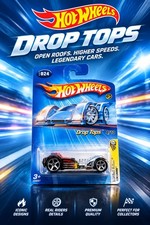 2005 Hot Wheels #024 First Editions Drop Tops 4/10 (LOW CARBS) Black/Chrome New