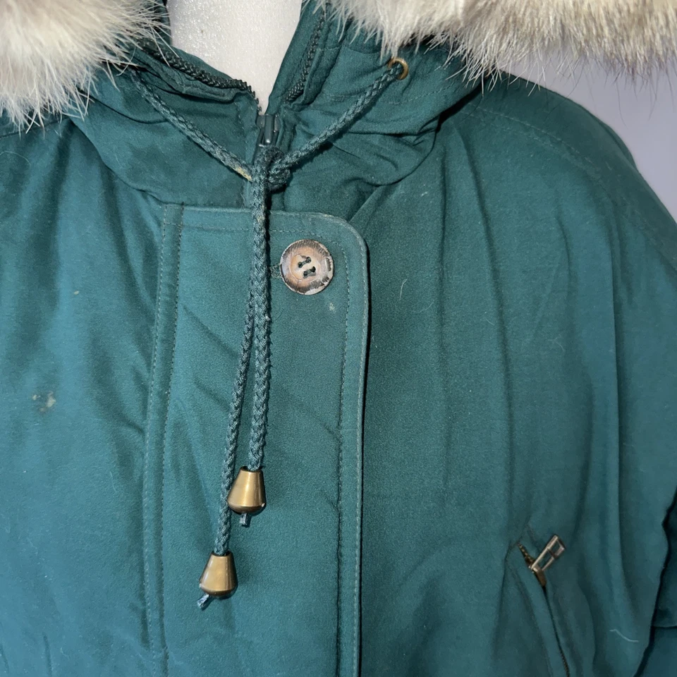 Parka polar Premier de plumón de ganso Eddie Bauer de colección para mujer L piel de coyote canadiense verde Foto 3 de 4