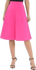 Womens High Waist A-Line Work Skirt Stretchy Knee Length Flare Office Midi Skirt
