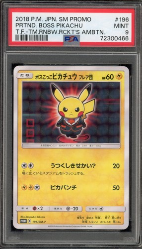 Pokemon Pretend Boss Pikachu Team Flare Japanese Promo 196/SM-P PSA 9 Mint