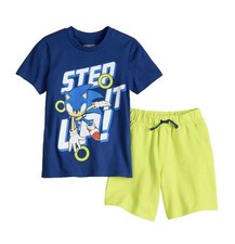 Sonic the Hedgehog Step It Up Short Sleeve Tee  Shorts Set S-7 Brand New