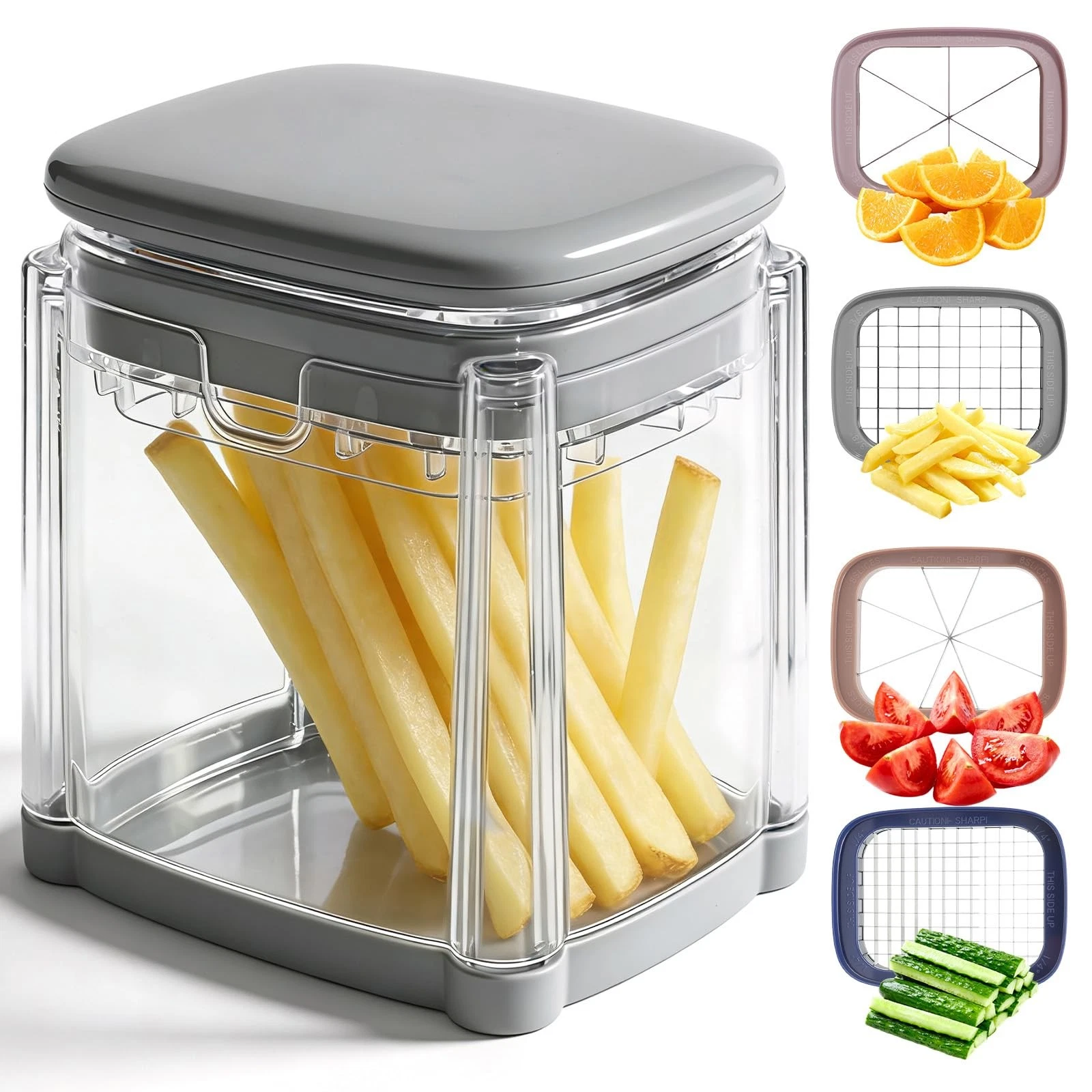 4-In-1 French Fry Cutter for Potatoes, Apple Slicer, Chopper Vegetable Cutter...