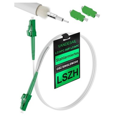 LWL Glasfaser-Kabel LC/APC auf LC/APC OS2 12m gefedert, gepanzert, simplex