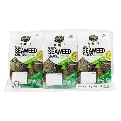 Bibigo Crispy Seaweed Wasabi 15g Nori Algen gewürzt Seetang Snack