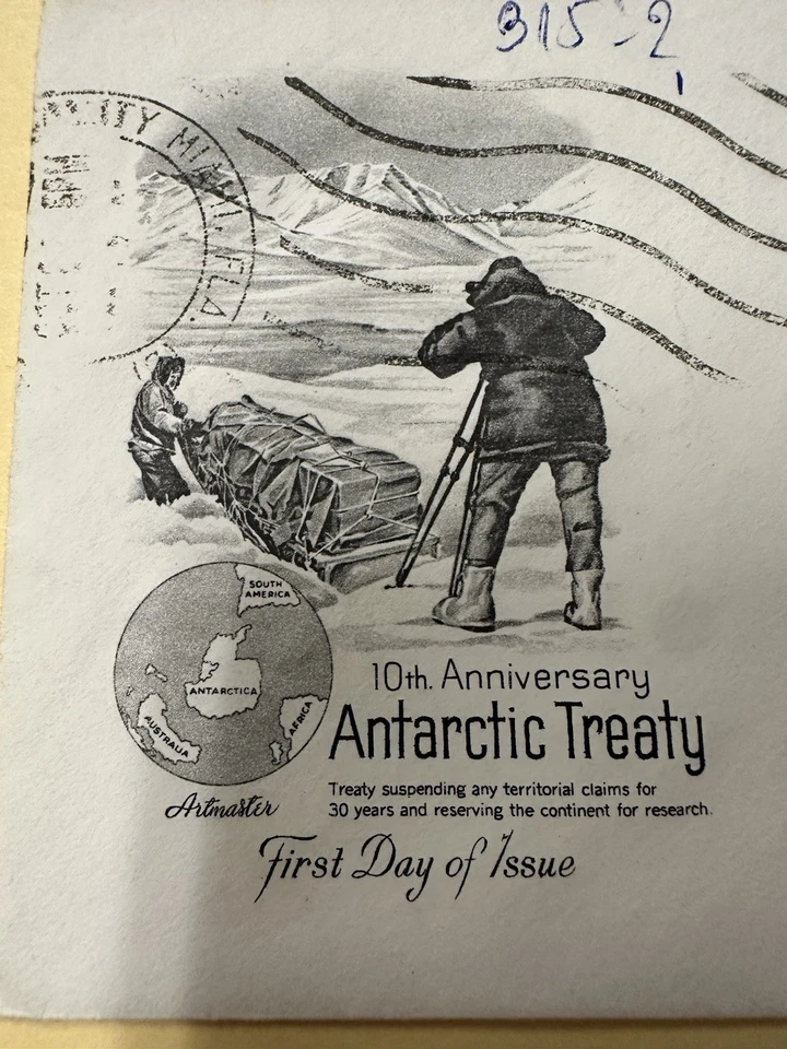 Antarctic Treaty Cover, First Day Issue,1971, Blue George Washington 5c Stamp - Image 3 of 4