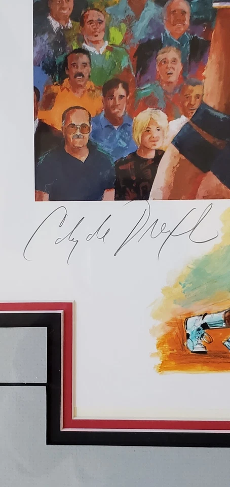 Clyde Drexler Signed Basketball Framed Lithograph AP 16/100 LE - Image 3 of 4