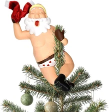 Tree Buddees Stripping Santa Funny Stripper Christmas Tree Topper - Large 10"