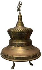 Large Hand-Hammered Brass Copper Charcoal Brazier w Dancer