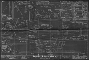 SHIP MODELERS: ANTIQUE PLANS (1928) OF YACHT, GALLION, CLIPPER, CONSTITUTION