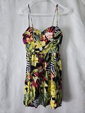 Y2k Club Floral Print Mini Spaghetti Strap Tunic Mini Dress Size Small
