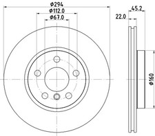 2x Bremsscheibe PRO HELLA PAGID 8DD 355 122-651 f�r BMW MINI F56 F45 2er Active